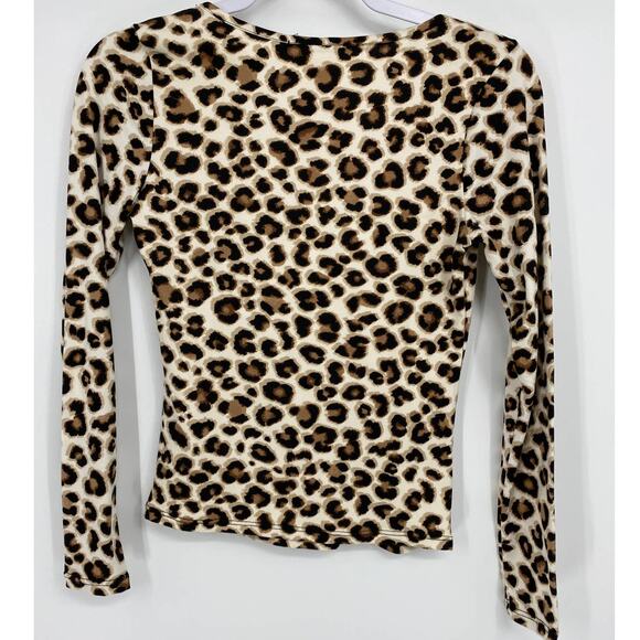Gaze Womens Animal Print Super Soft Long Sleeve V-neck Shirt Top NEW Size XS - Picture 2 of 8